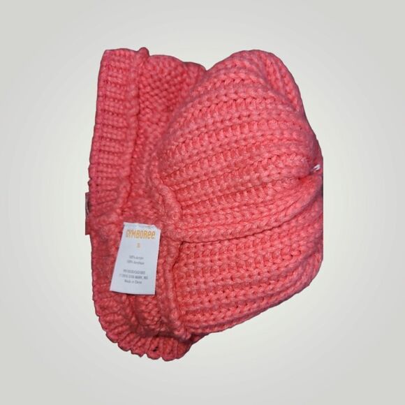 Gymboree Girl Knit Winter Cap/Hat Peach Coral Color With Top Round - Picture 6 of 7